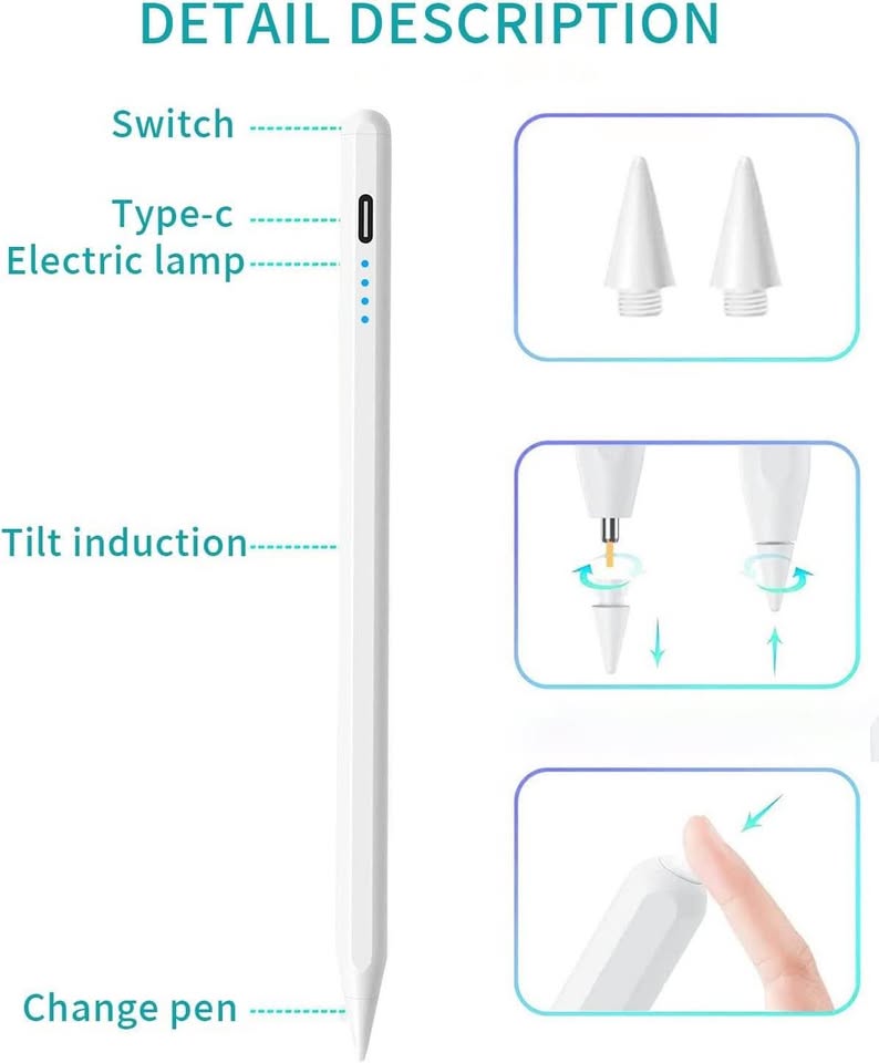 Stylus Pencil for iPad with Palm Rejection,No Bluetooth Required,Tilt Sensitivity,High Precision,Mag