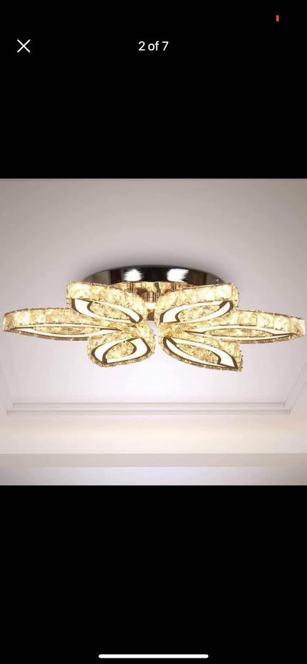 CLAIRDAI 20" Crystal Chandelier Flush Mount Ceiling Light Fixture Modern LED Chandelier Acrylic Crys