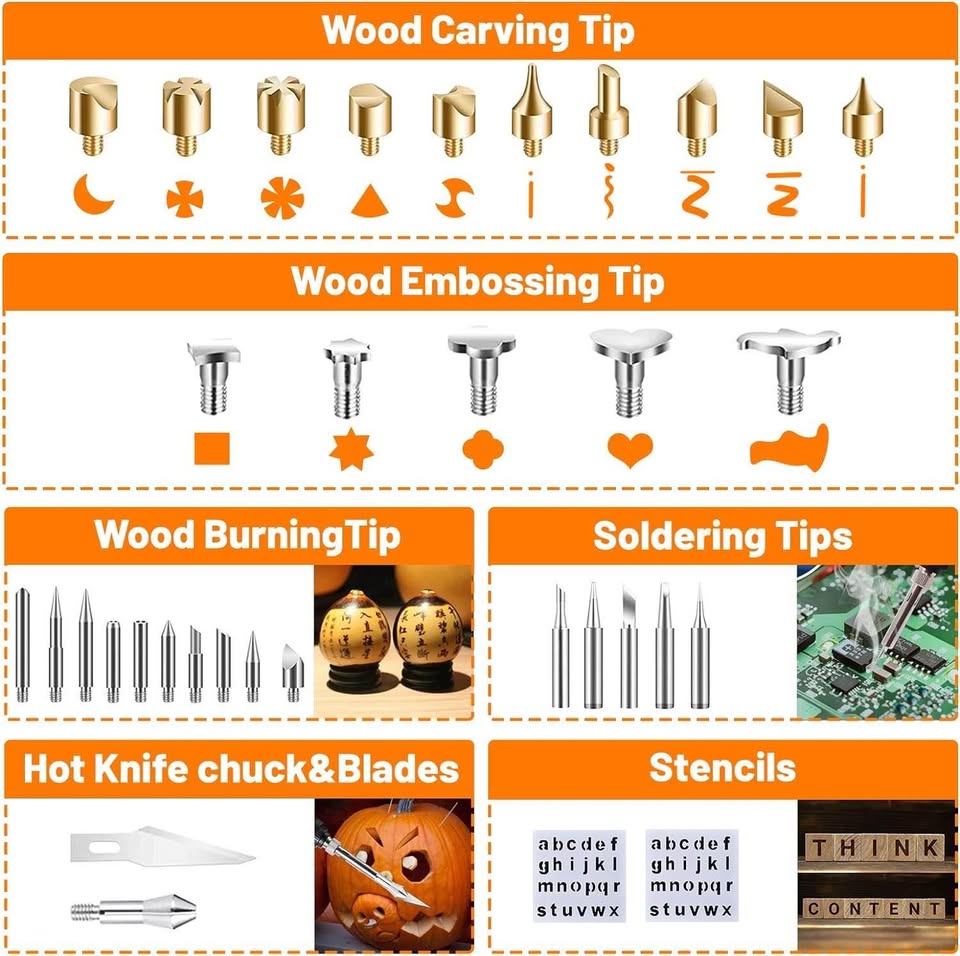 New ❤️ 117pcs Wood Burning Kit with Adjustable Temperature from 200~450 ℃ for Embossing, Carving and