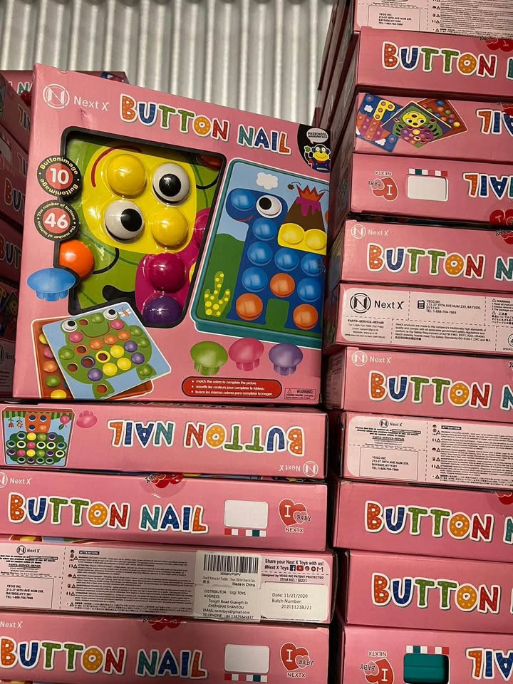 Button Nail - Button Art Toys - Toddler Activities Crafts Color Matching Early Learning Educational