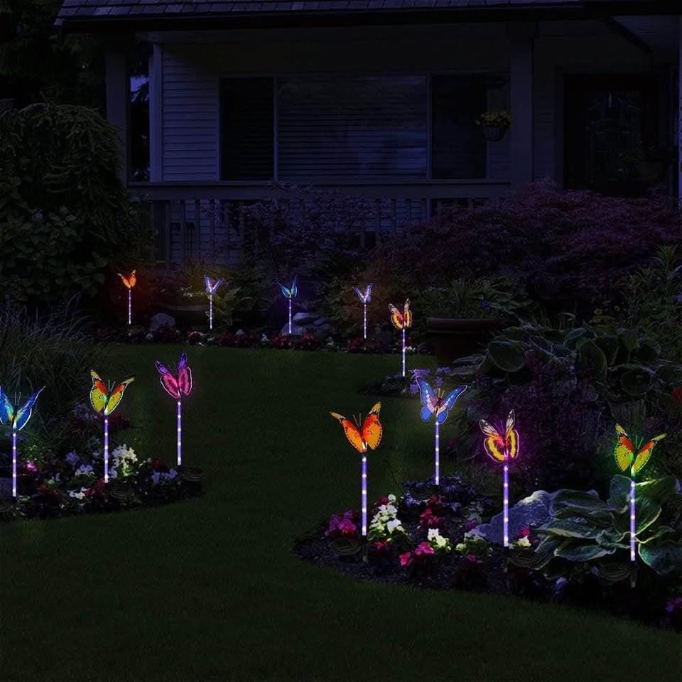 3 Pack Garden Solar Lights Outdoor, Multi-Color Changing Solar Powered LED Garden Lights, Waterproof