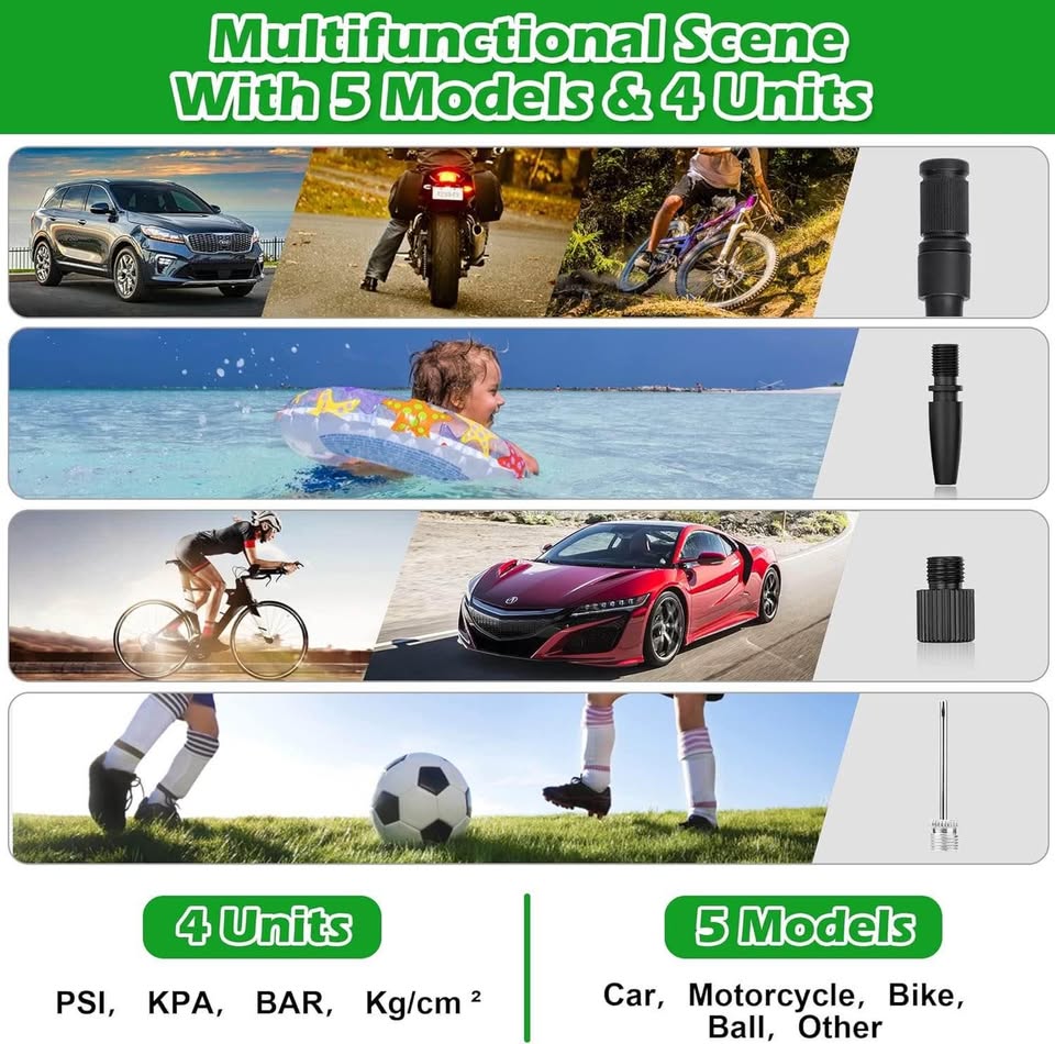 Cordless Bike Tire Inflator Air Compressor - Zacro 150PSI Electric Battery Powered Mini Bike Air Pum