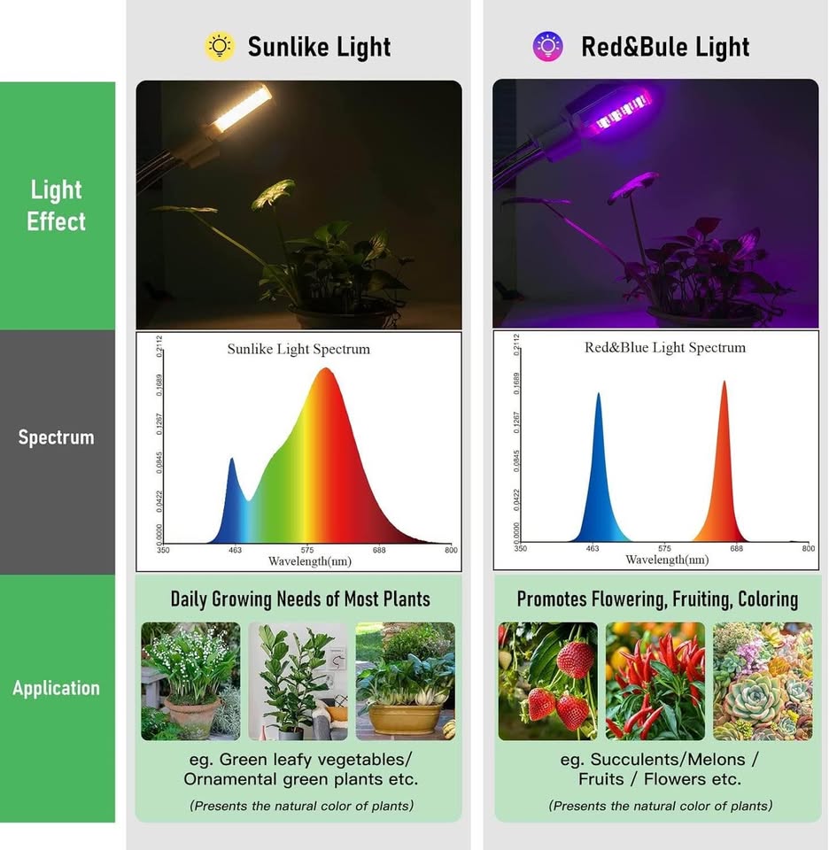 Grow Lights for Indoor Plants,3-Head Full Spectrum led Plant Grow Light,3/6/9/12H Intelligent Timer,
