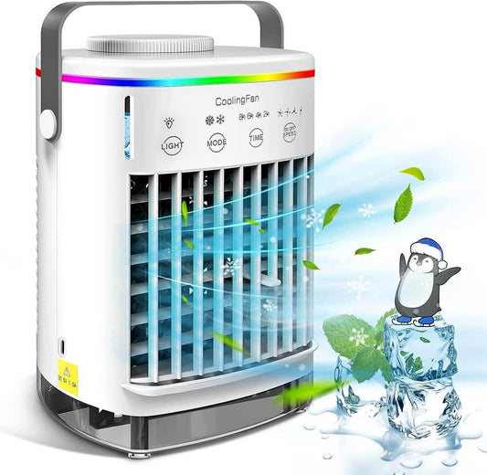 Portable Air Conditioners, Evaporative Air Cooler 3 in 1, 4 Wind Speed & 7 LED Light