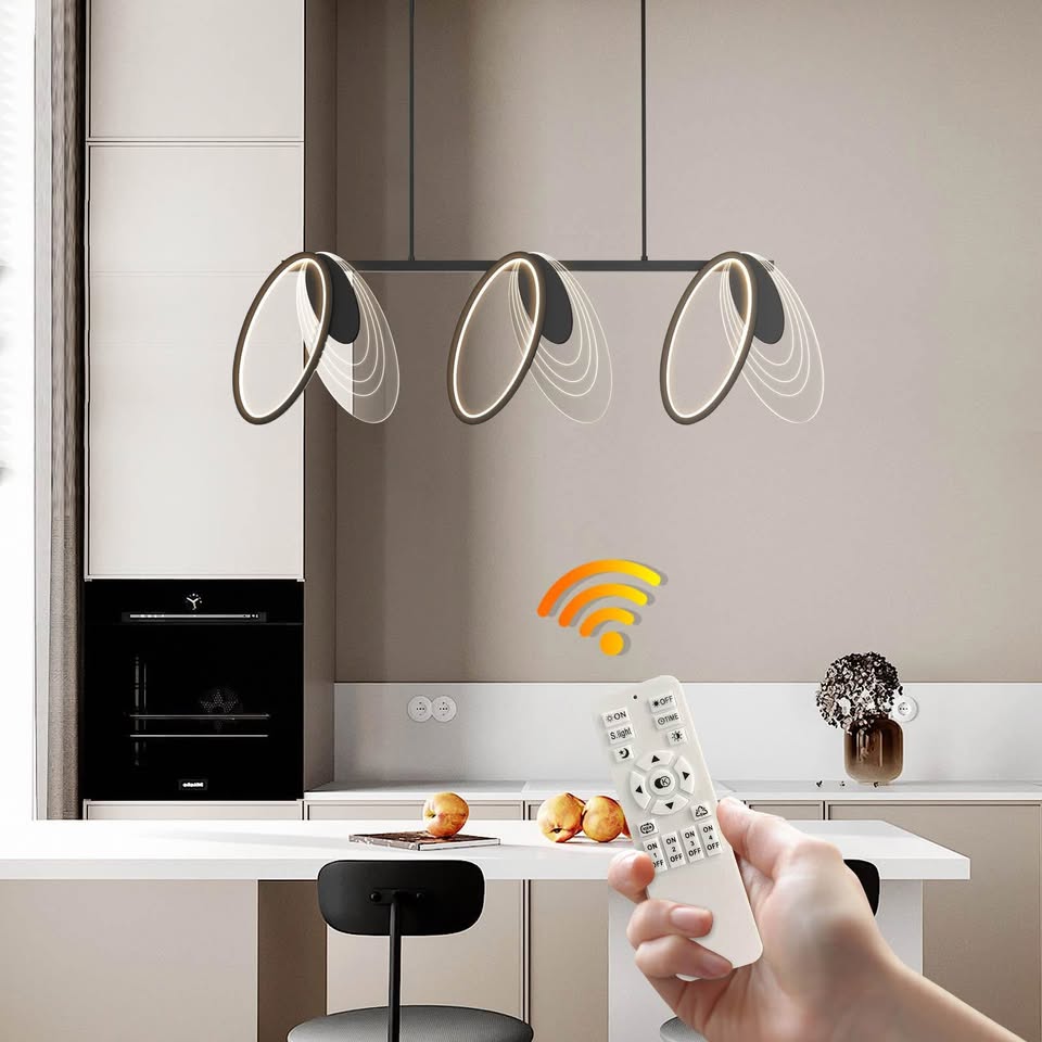 Jaycomey Modern Pendant Light Fixtures, Dimmable 3-Light Kitchen Island Linear Pendant Lighting LED