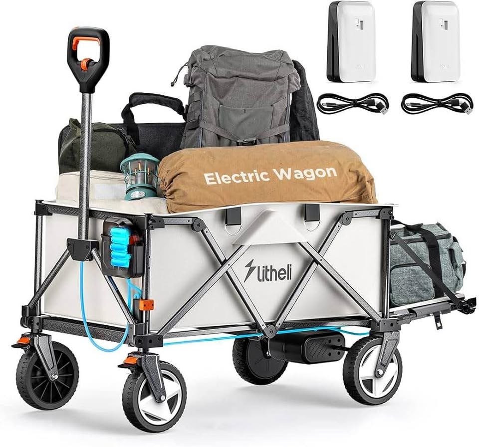 Litheli Electric Utility Wagon - Powered Cart with Foldable Design, 0.6~1.3m/s Speeds, 300lbs