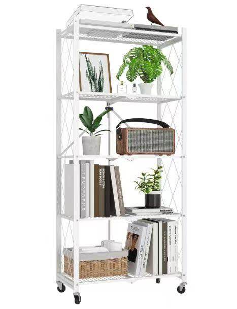Brand New Modern 5-Tier Foldable Rolling Storage Rack