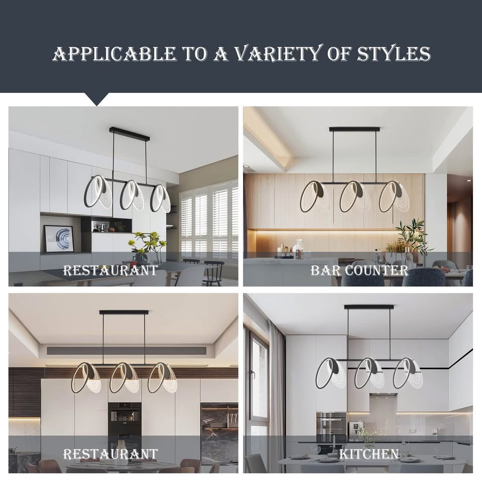 Jaycomey Modern Pendant Light Fixtures, Dimmable 3-Light Kitchen Island Linear Pendant Lighting LED