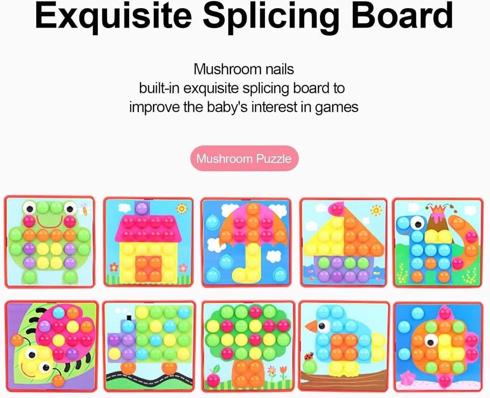 Button Nail - Button Art Toys - Toddler Activities Crafts Color Matching Early Learning Educational