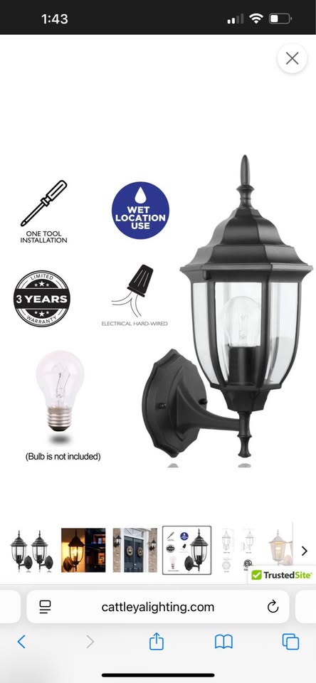 2 packs 1-Light Black Die-cast Aluminum Outdoor Wall Lantern Sconce (2-Pack)