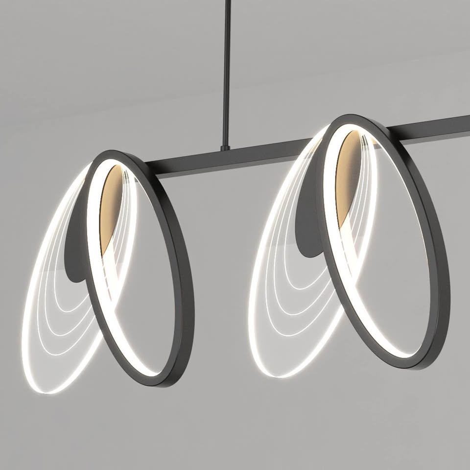 Jaycomey Modern Pendant Light Fixtures, Dimmable 3-Light Kitchen Island Linear Pendant Lighting LED
