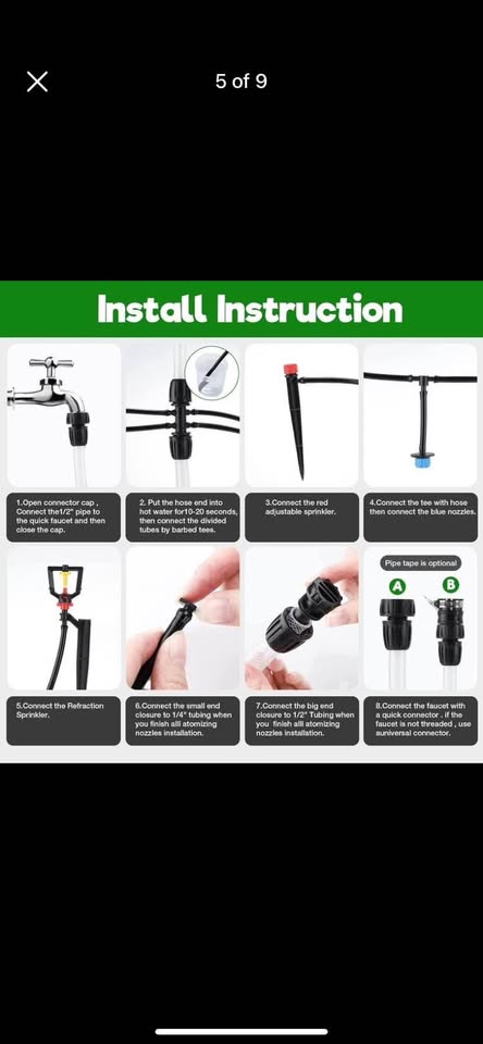 Drip Irrigation Kit, 141FT Garden Watering System with 1/4" 1/2” Blank Distribution Tubing, Saving Water