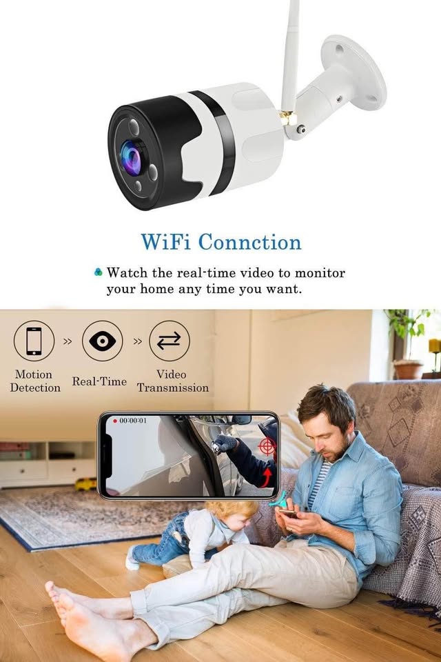 Outdoor Wireless Security Camera, Waterproof WiFi IP Camera With FHD 1080P, 180° Wide Angle Wireless