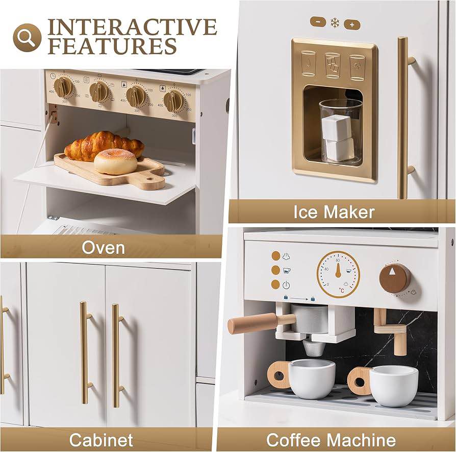Brand new ROBOTIME Wooden Play Kitchen for Toddlers and Kids, Toy Kitchen Set