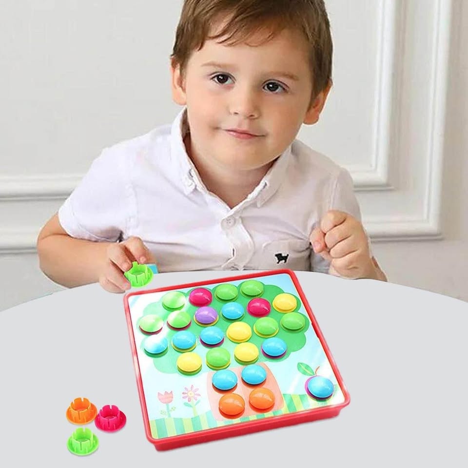 Button Nail - Button Art Toys - Toddler Activities Crafts Color Matching Early Learning Educational