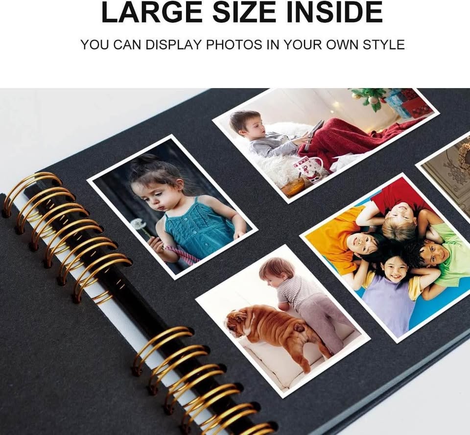 Scrapbook Photo Album 80 Pages, DIY Black Page Scrap Book for Birthday, Anniversary, Wedding, Valen