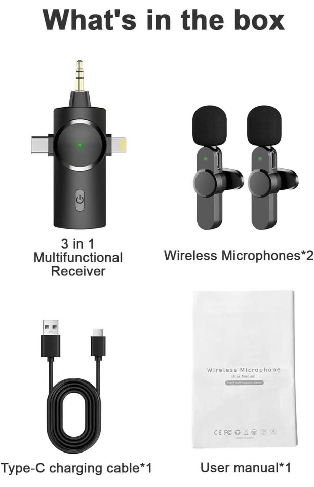 Brand New Dual Wireless Microphones for iPhone Android PC Camera
