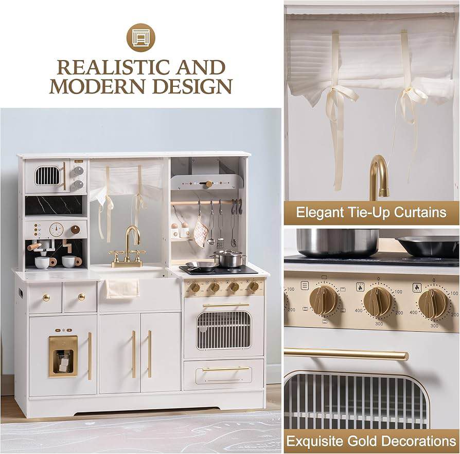 Brand new ROBOTIME Wooden Play Kitchen for Toddlers and Kids, Toy Kitchen Set