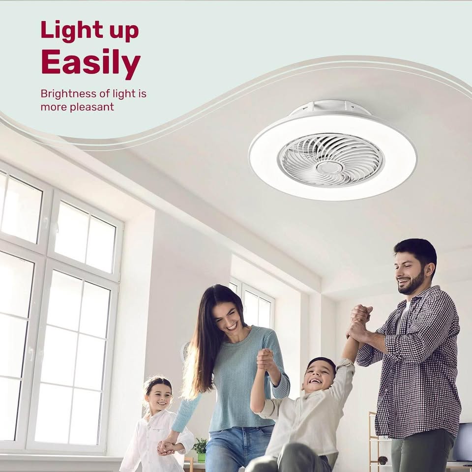 YANASO 22“ Ceiling Fan with Light Modern Indoor Low Profile Flush Mount Bladeless Fan with Remote