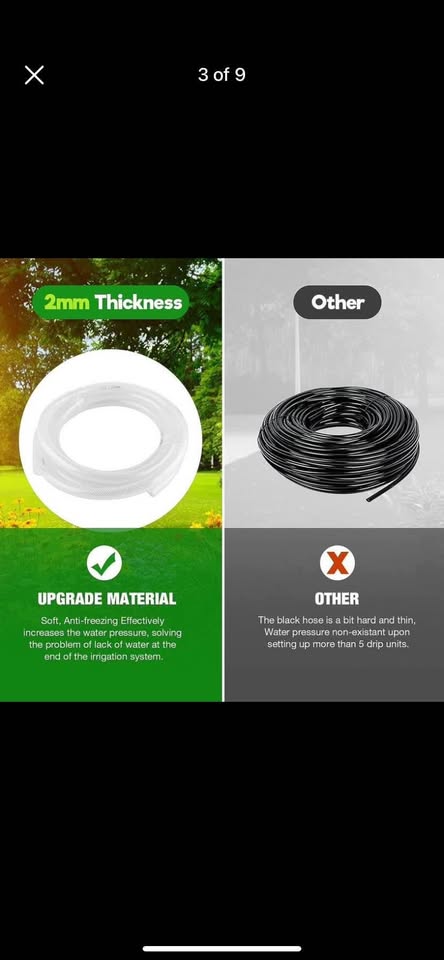 Drip Irrigation Kit, 141FT Garden Watering System with 1/4" 1/2” Blank Distribution Tubing, Saving Water