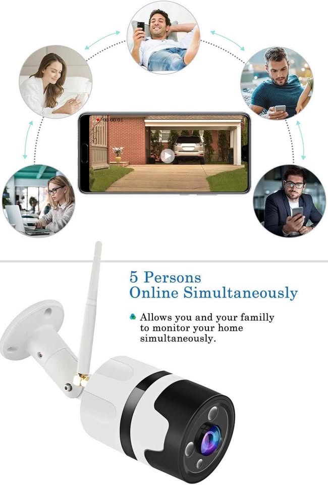Outdoor Wireless Security Camera, Waterproof WiFi IP Camera With FHD 1080P, 180° Wide Angle Wireless