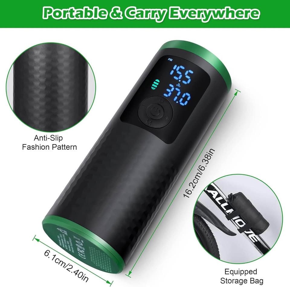 Cordless Bike Tire Inflator Air Compressor - Zacro 150PSI Electric Battery Powered Mini Bike Air Pum