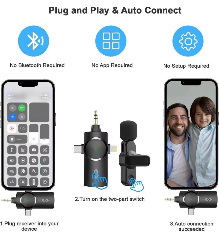 Brand New Dual Wireless Microphones for iPhone Android PC Camera