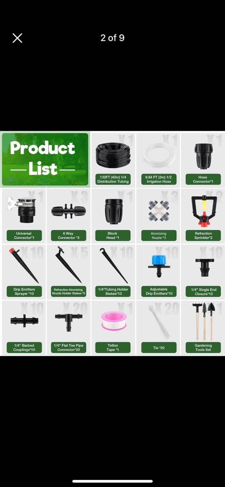 Drip Irrigation Kit, 141FT Garden Watering System with 1/4" 1/2” Blank Distribution Tubing, Saving Water