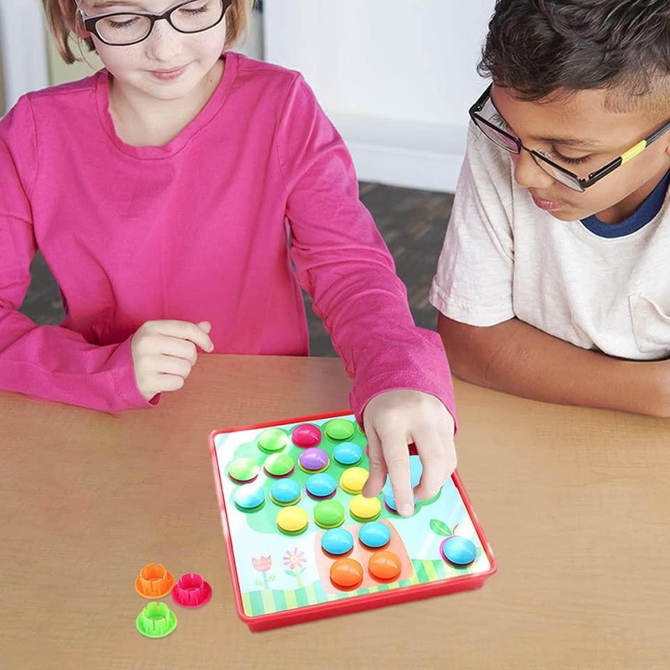 Button Nail - Button Art Toys - Toddler Activities Crafts Color Matching Early Learning Educational