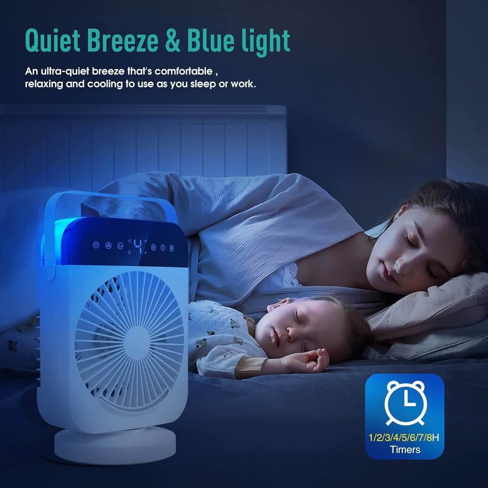 Portable Air Conditioner Fan, 70° Oscillating Air Cooler Fan, 4-in-1 Mini Air Cooling Fan