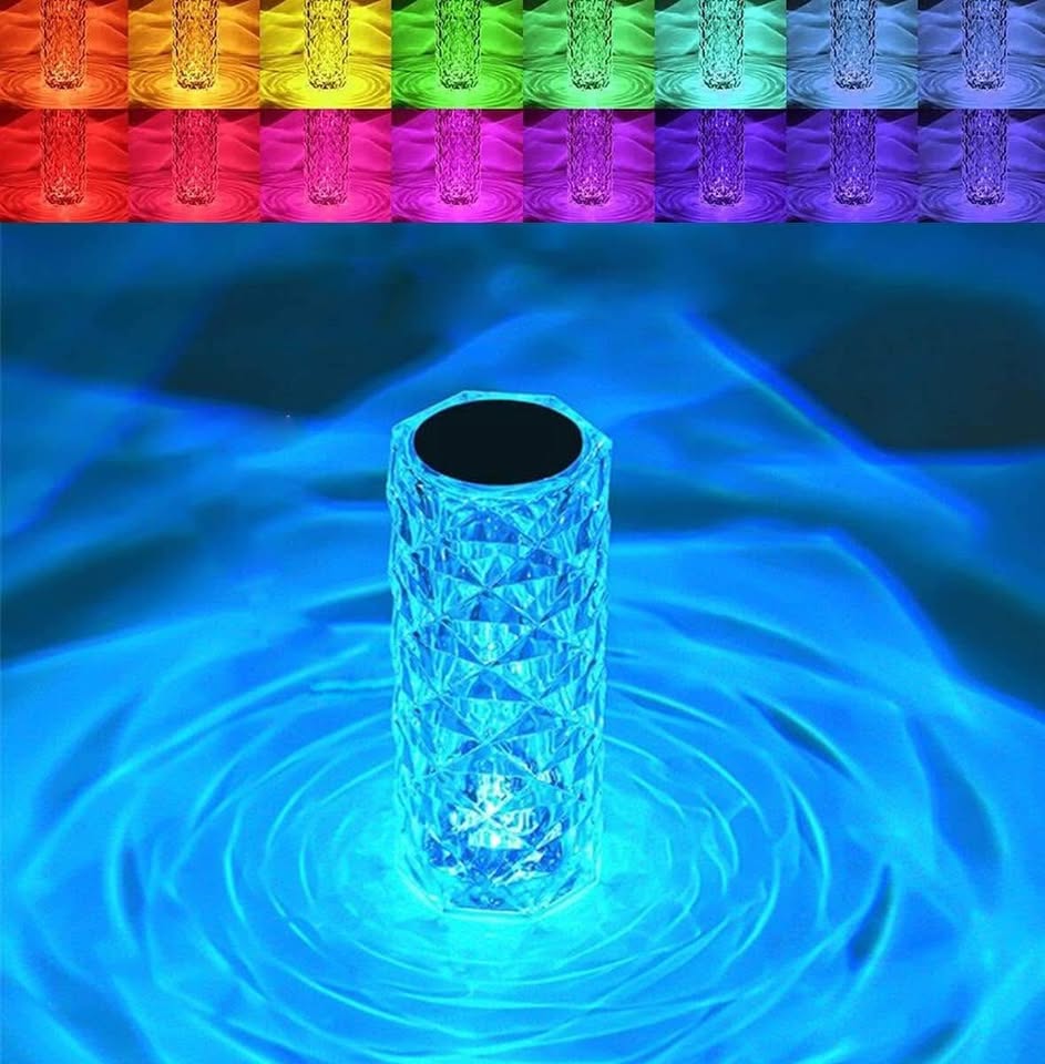 Crystal Lamp, Rose Lamp with 16 Colors Changing, Crystal Table Lamp for Restaurant, Living Room, Be