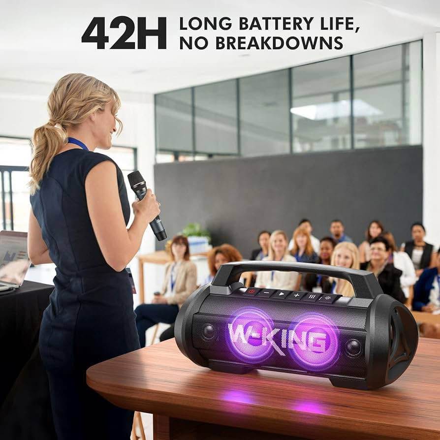 W-KING ：D 10-mic Bluetooth Speaker with Wireless Microphone, 120W Peak Waterproof