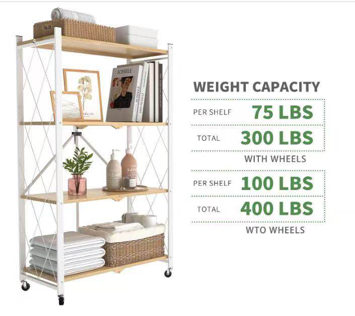 Brand new Modern 4-Tier Foldable Rolling Storage Rack
