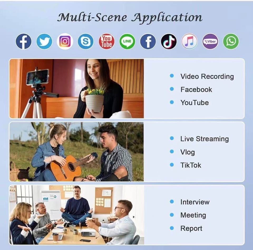 Brand New Dual Wireless Microphones for iPhone Android PC Camera