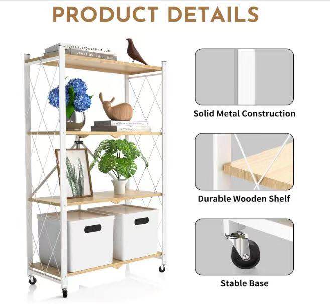Brand new Modern 4-Tier Foldable Rolling Storage Rack