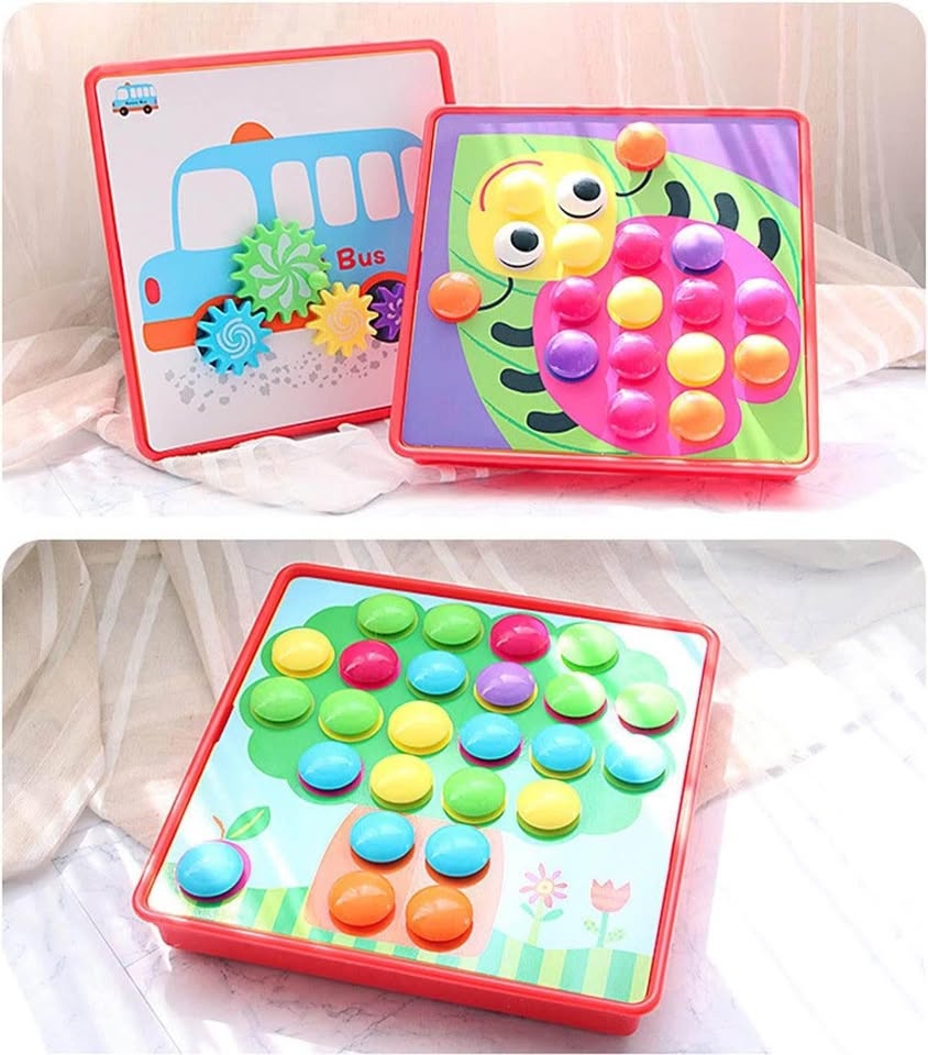 Button Nail - Button Art Toys - Toddler Activities Crafts Color Matching Early Learning Educational