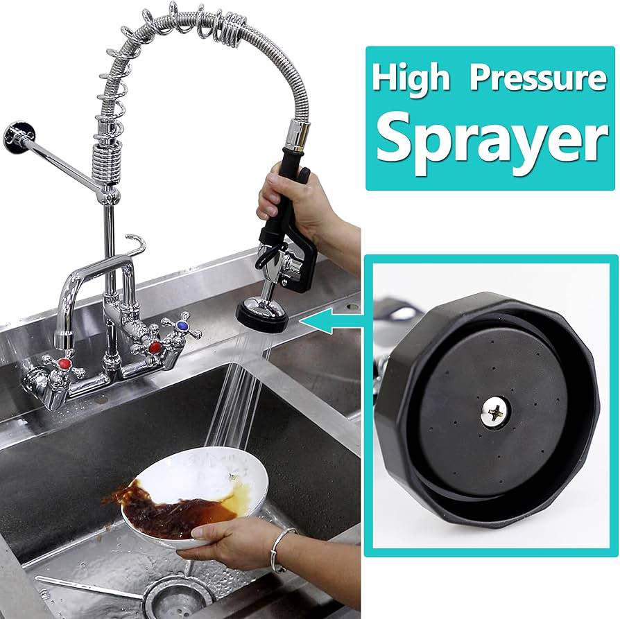 Brand new Commercial Sink Faucet Pre Rinse Device 8 Inch Wall Mount Faucet, Restaurant Faucet 26 Inc