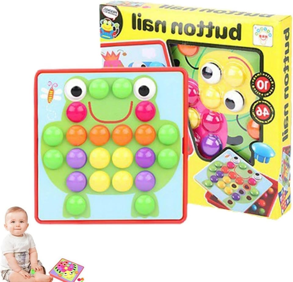 Button Nail - Button Art Toys - Toddler Activities Crafts Color Matching Early Learning Educational
