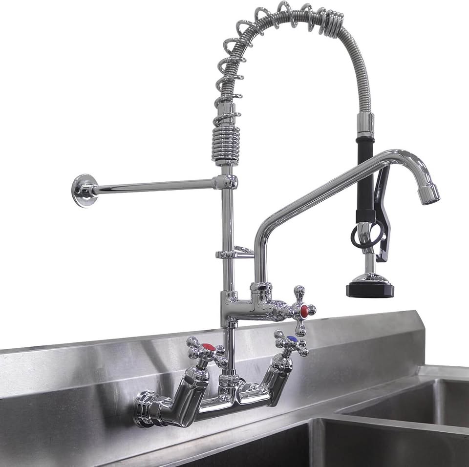 Brand new Commercial Sink Faucet Pre Rinse Device 8 Inch Wall Mount Faucet, Restaurant Faucet 26 Inc