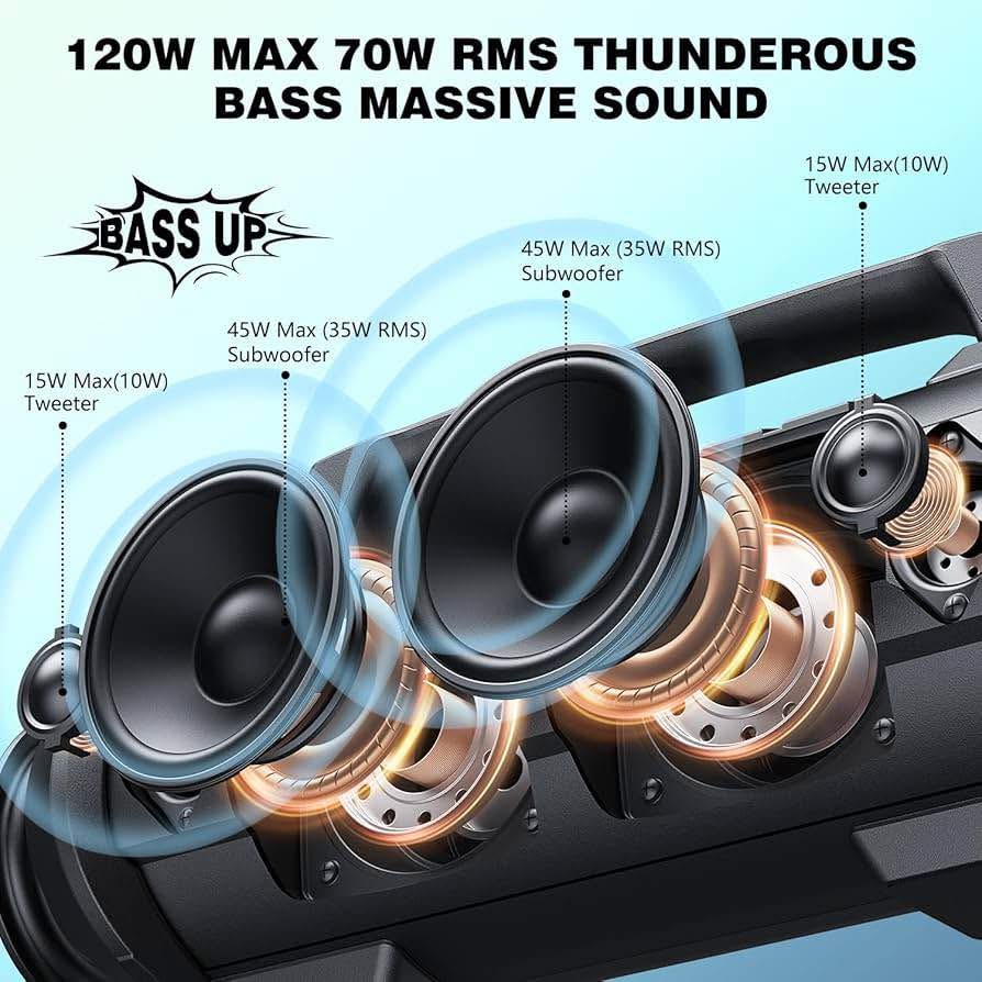 W-KING ：D 10-mic Bluetooth Speaker with Wireless Microphone, 120W Peak Waterproof