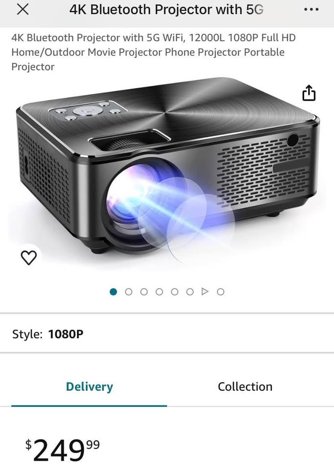 New ❤️4K Bluetooth Projector with 5G/2.4GWiFi, 12000L 1080P Full HD Home/Outdoor Movie Projector