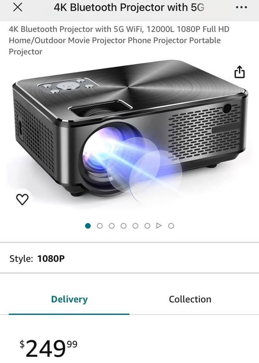 New ❤️4K Bluetooth Projector with 5G/2.4GWiFi, 12000L 1080P Full HD Home/Outdoor Movie Projector