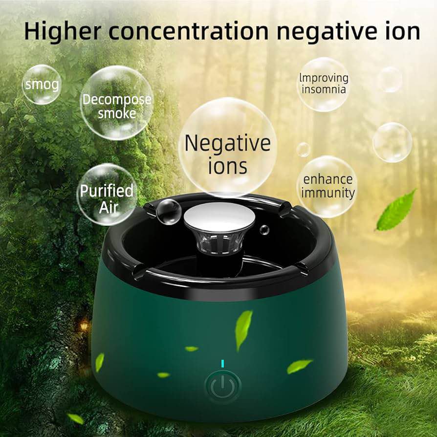 Negative Ion Ashtray Air Purifier Green