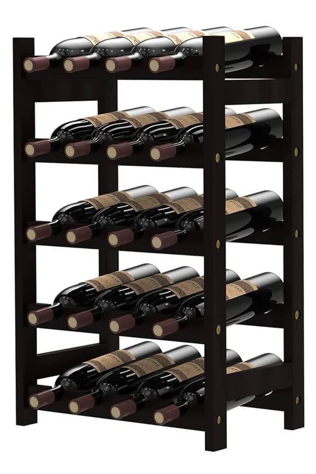 Purbambo Bamboo Wine Rack for 20 Bottles, 5 Tier Freestanding Wine Holder Storage Display Shelf for