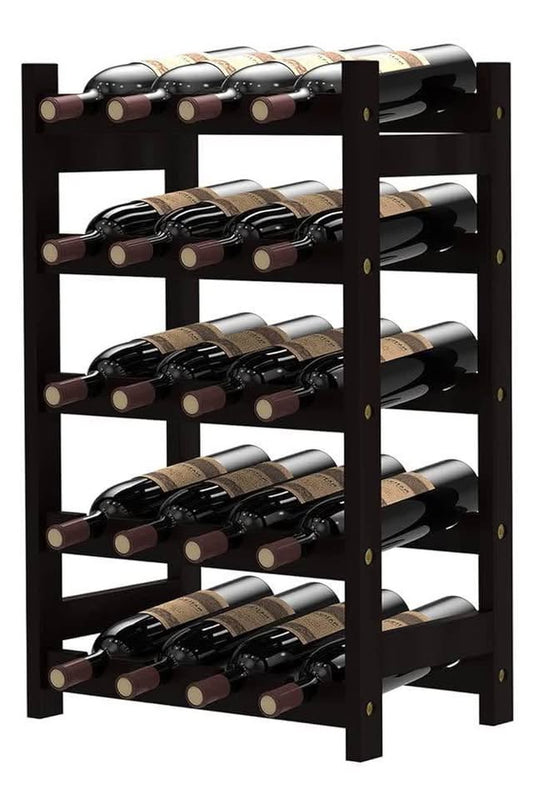 Purbambo Bamboo Wine Rack for 20 Bottles, 5 Tier Freestanding Wine Holder Storage Display Shelf for