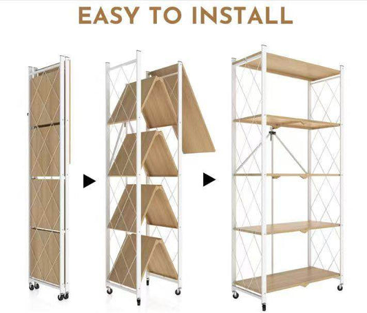 Brand New Modern 5-Tier Foldable Rolling Storage Rack
