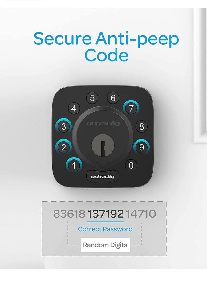 ULTRALOQ Smart Door Lock U-Bolt (Black) + Bridge WiFi Adaptor, 5-in-1 Keyless Entry Door Lock