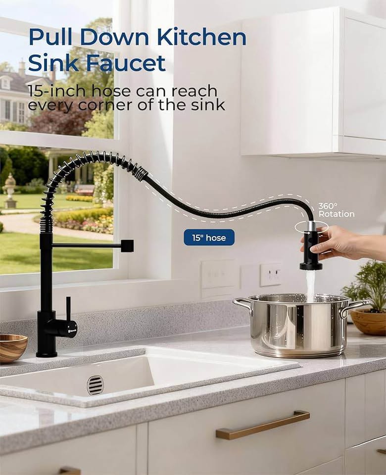 spring sale black and brushnickelKitchen Faucet, 304 Stainless Steel Kitchen Faucet with Pull Down