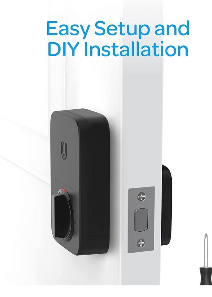 ULTRALOQ Smart Door Lock U-Bolt (Black) + Bridge WiFi Adaptor, 5-in-1 Keyless Entry Door Lock