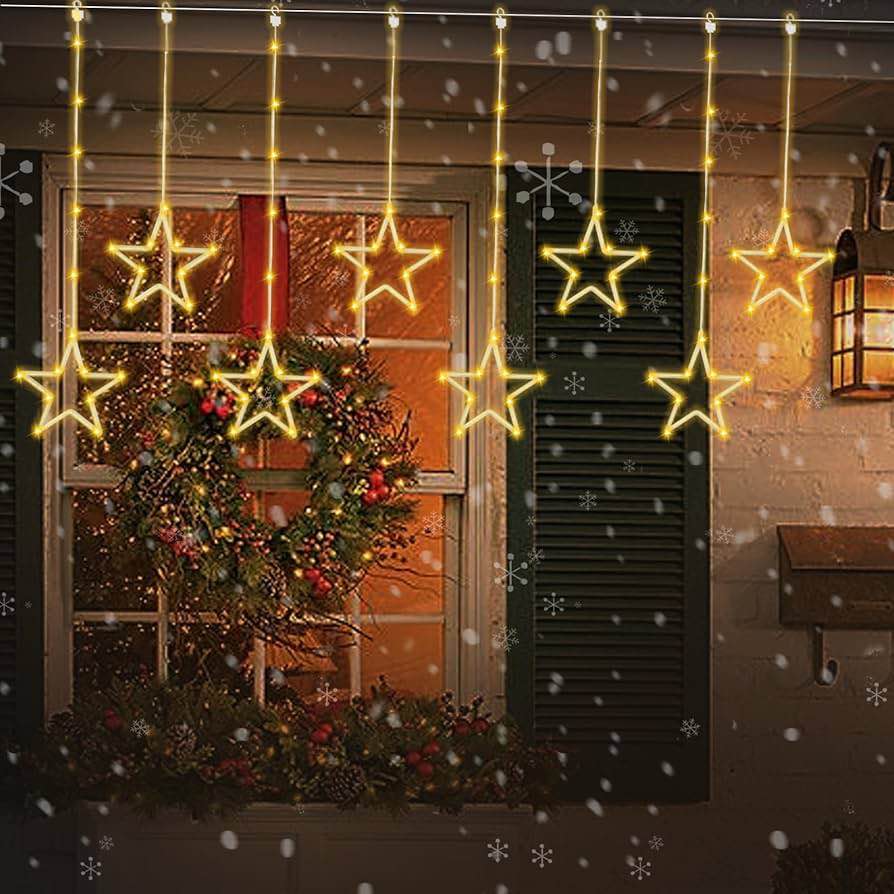 LED Star Curtain String Lights with 8 Modes